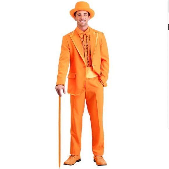 Dumb and Dumber Lloyd Orange Tuxedo Suit Halloween Costume Cosplay - Picture 1 of 16